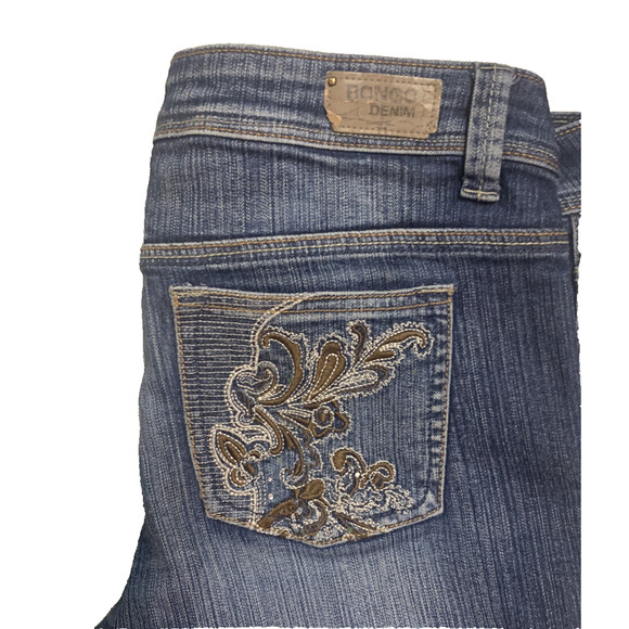 Bongo Jeans Womens 9 Dark Wash Low Rise Embellished Pocket Straight Leg Pants - Picture 8 of 15